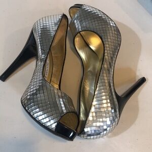 Luciano Padovan Disco Ball Styling Peep Toe 4 Inch Heel Stiletto Shoe-Size 39